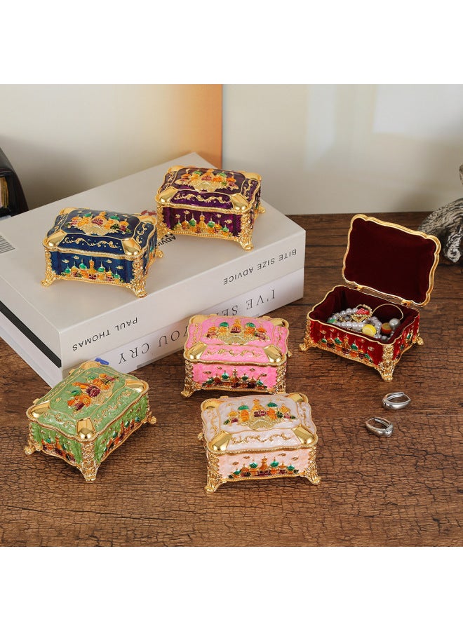 8*6*3cm | Vintage Princess Castle Jewelry Box in Gold & Blue | Colorful Multi-Tower Design, Velvet Lining Interior, Unique Décor | Whimsical Storage for Necklaces, Rings, Earrings | Perfect Birthday & Wedding Gift for Women & Girls - Image 2