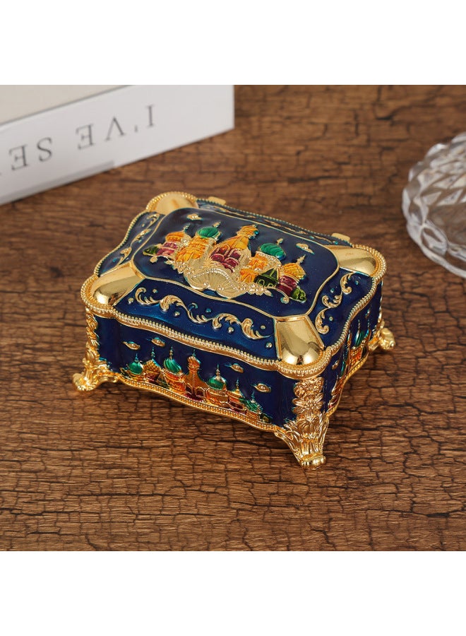 8*6*3cm | Vintage Princess Castle Jewelry Box in Gold & Blue | Colorful Multi-Tower Design, Velvet Lining Interior, Unique Décor | Whimsical Storage for Necklaces, Rings, Earrings | Perfect Birthday & Wedding Gift for Women & Girls - Image 1