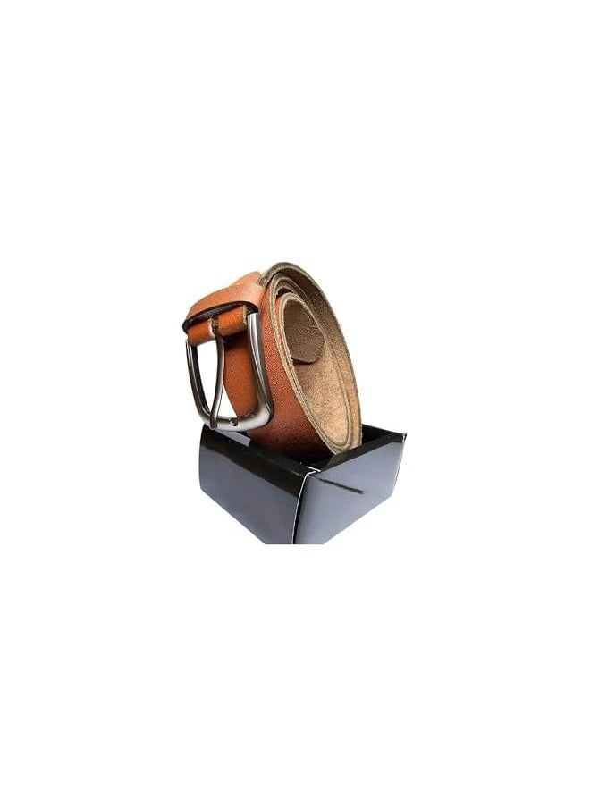 LUSHA - Genuine Leather Men's Belt, 1.4 inches Wide Classic Jean Belt - Image 1