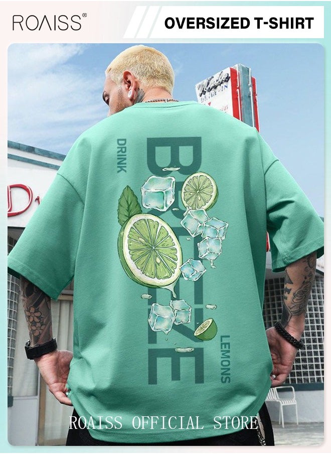 roaiss - 2Pcs Man's T-shirt Loose Version Trendy All-Match Pattern Printing Short Sleeves - Image 1