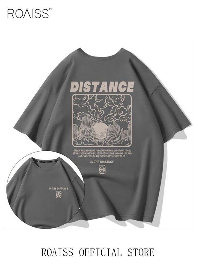 roaiss - 2Pcs Man's T-shirt Loose Version Trendy All-Match Pattern Printing Short Sleeves - Image 1