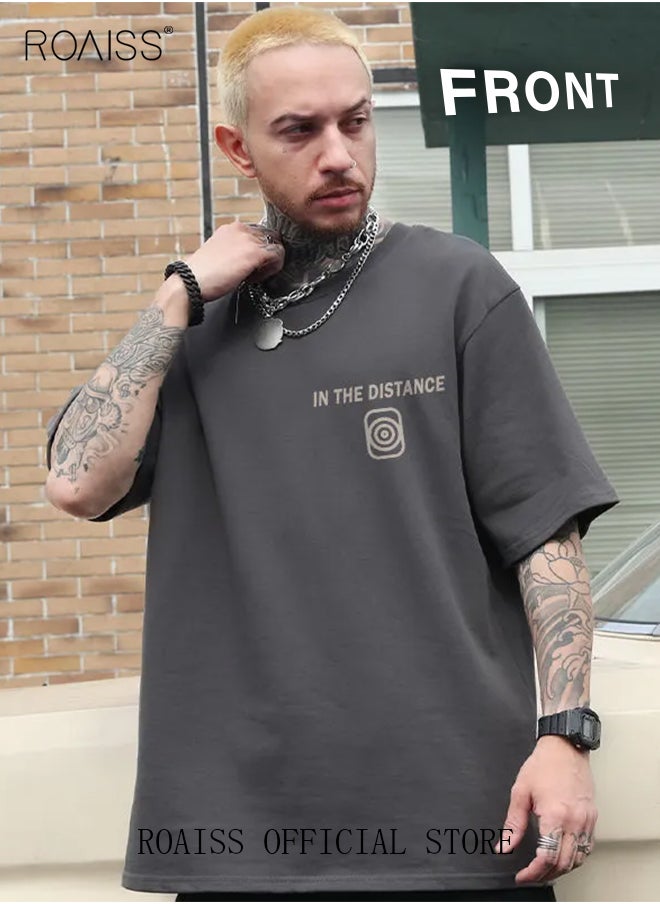 roaiss - 2Pcs Man's T-shirt Loose Version Trendy All-Match Pattern Printing Short Sleeves - Image 1