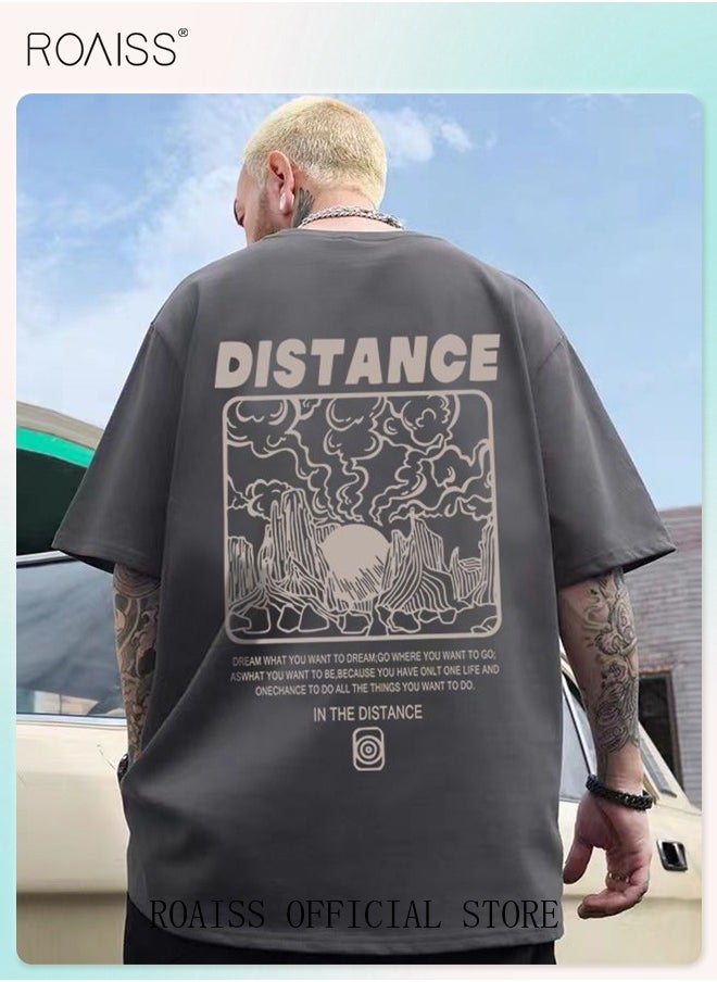 roaiss - 2Pcs Man's T-shirt Loose Version Trendy All-Match Pattern Printing Short Sleeves - Image 1