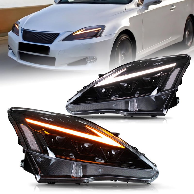 مصابيح LED أمامية HCMOTIONZ تناسب لكزس IS250 IS250C IS350 IS350C IS220d 20062012 ISF 20082014 مع انيميشن بدء التشغيل DRL