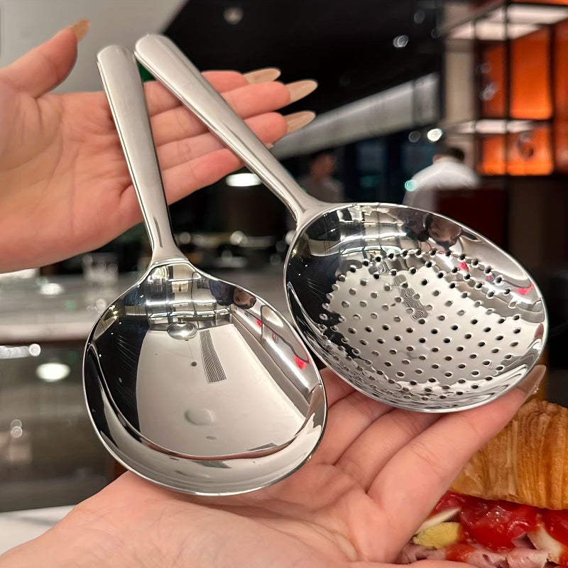 Stainless Steel Spoon Colander With Short Handle Large Round Soup Anti Scalding Rice Spoon Big Head Colander Spoon Universal For All Seasons - Image 5