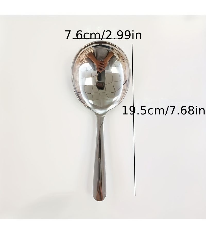 Stainless Steel Spoon Colander With Short Handle Large Round Soup Anti Scalding Rice Spoon Big Head Colander Spoon Universal For All Seasons - Image 3
