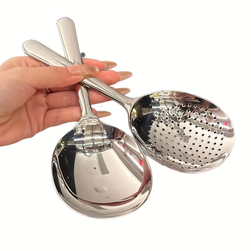Stainless Steel Spoon Colander With Short Handle Large Round Soup Anti Scalding Rice Spoon Big Head Colander Spoon Universal For All Seasons - Image 4