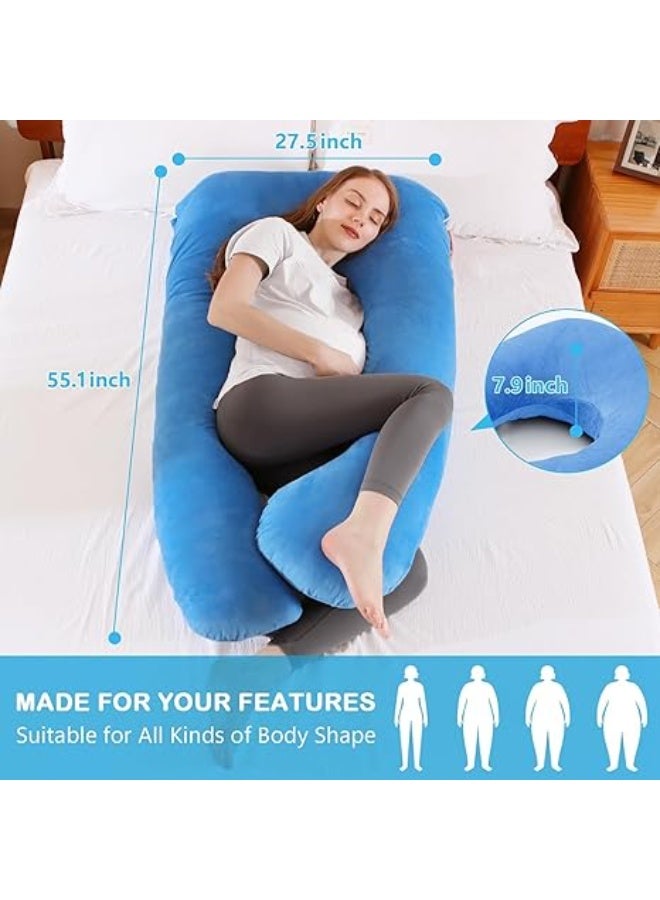 U-Shaped Full Body Pregnancy Pillow 55 Inch Ergonomic Support with Removable Soft Cover - Image 2