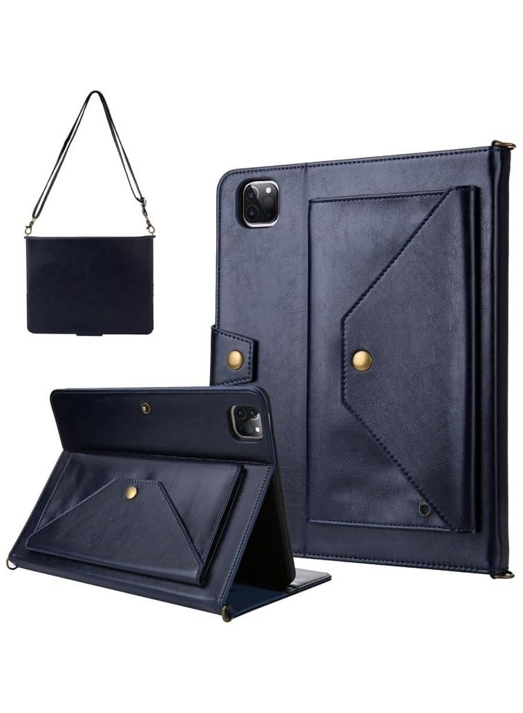 general Handheld Flip Card holder Leather Case Compatible with iPad Pro 13 Inch 2024 (M4, 7th Gen) Zipper Bag Shoulder Strap Flat Cover for iPad Pro 13 Inch - Image 1