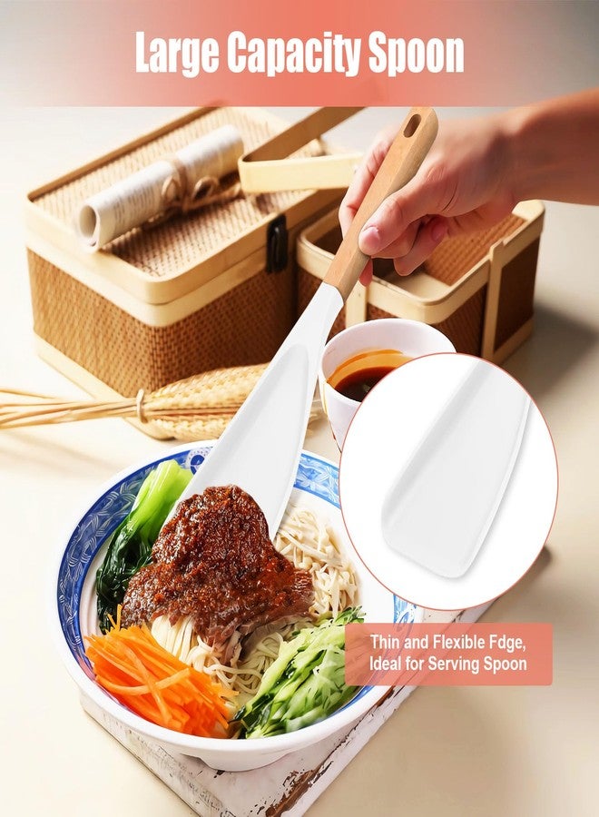 Casbomy ﻿Casbomy Cooking Spoon for Nonstick Cookwares, 2PCS Cooking Spoon and Rice Scooper for Nonstick Cookwares, Multifunction Spoon, Wood Handle Spoon for Mixing, Scoop, and Scrape(Black & White) - Image 3