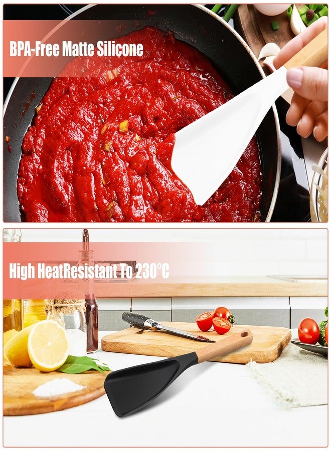 Casbomy ﻿Casbomy Cooking Spoon for Nonstick Cookwares, 2PCS Cooking Spoon and Rice Scooper for Nonstick Cookwares, Multifunction Spoon, Wood Handle Spoon for Mixing, Scoop, and Scrape(Black & White) - Image 5
