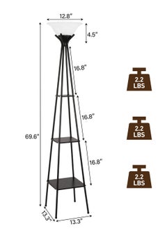 Floor Lamp with Shelves,Tall Industrial Floor Lamps for Living Room, 3-Tier Shelf Lamp, Black Standing Lamp with Plastic Shade, Lamps for Bedroom, Office - pzsku/ZB8F2D3830CC5AB9CB9C8Z/45/_/1737617834/4ed1c523-ee28-4ab2-8edd-97fa8822da31