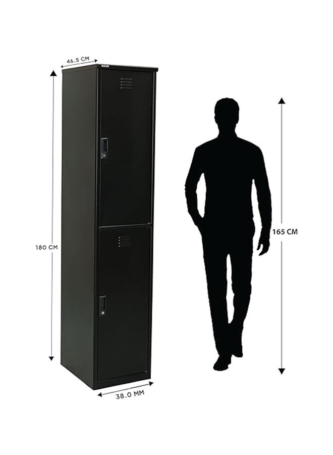 RIGID خزانة فولاذية منحنية ذات بابين باللون الأسود 180x38x46.5 سم - Image 2