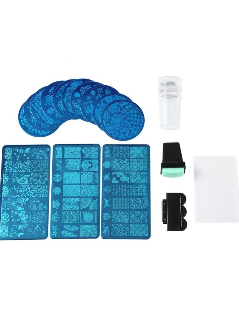 أوريتي لوحة ختم الأظافر oriti ، لوحة ختم الأظافر الفنية ختم مكشطة مجموعة أدوات صالون الأظافر المنزلي المهنية لوحة صورة غابة الزهور - Image 1