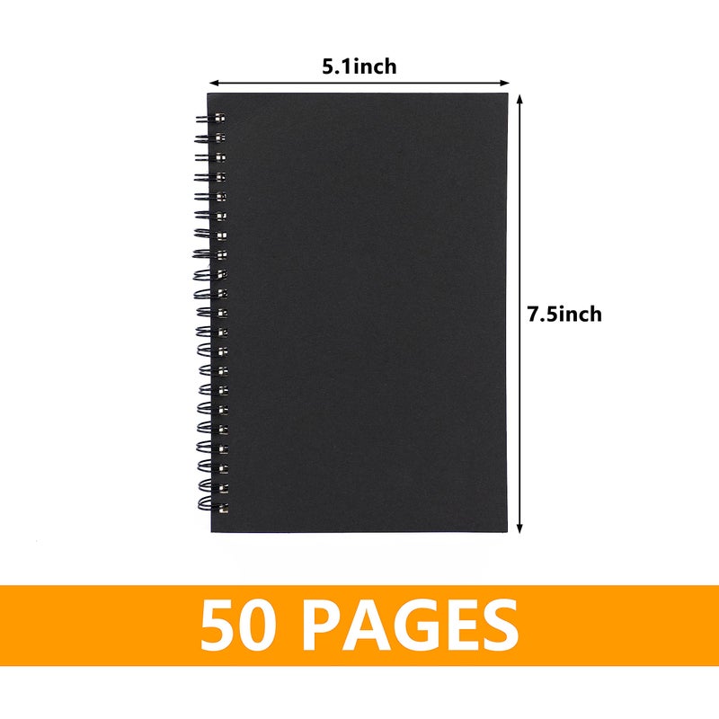 Ykimok 2 Pack College Ruled Notebook, Soft Black Cover Spiral Notebook, Memo Notepad Sketchbook, Students Office Business Diary Spiral Book Journal,100 Pages, 50 Sheets, 7.5x 5.1 Inches - Image 2