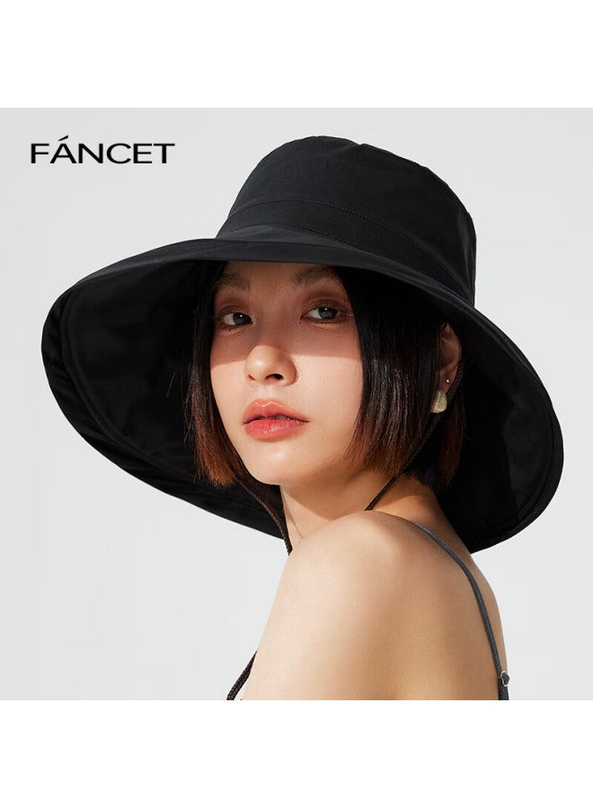 Fancet Sun Hat For Women, Summer Wide Brim All-cotton Hat, Uv Protection Face-covering Sun Hat, Beach Vacation Sun Hat, Black - Image 1