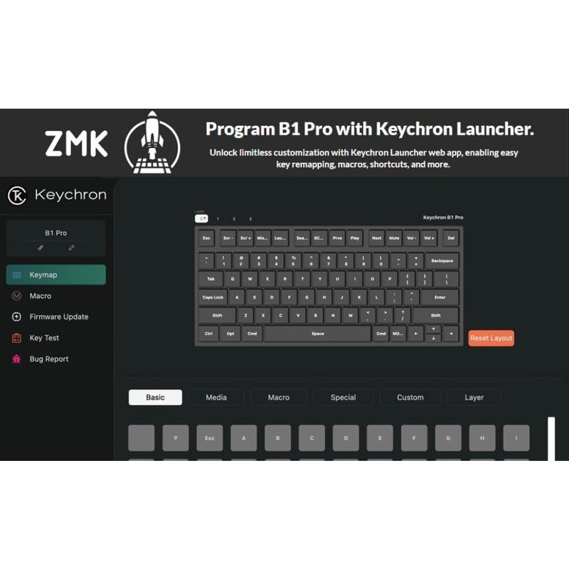 B1 Pro Custom ZMK Ultra-Thin Wireless Keyboard Programmable Bluetooth 5.0/ 2.4G/ Wired 1200 Hours Battery Life Quiet Keys Compatible With Mac And Windows Lightweight Design White - Image 3