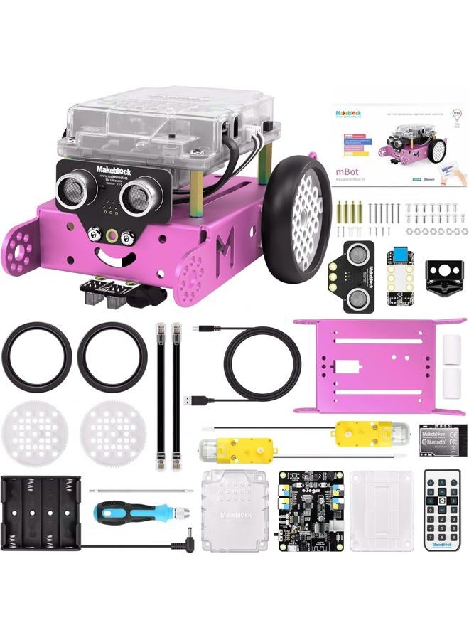 Makeblock mBot Robot Kit for Kids Ages 8+, DIY Mechanical Building Block, STEM Education, Entry-Level Programming Improves Kids' Logical Thinking and Creativity. (Pink, Bluetooth Version, Family) - Image 1