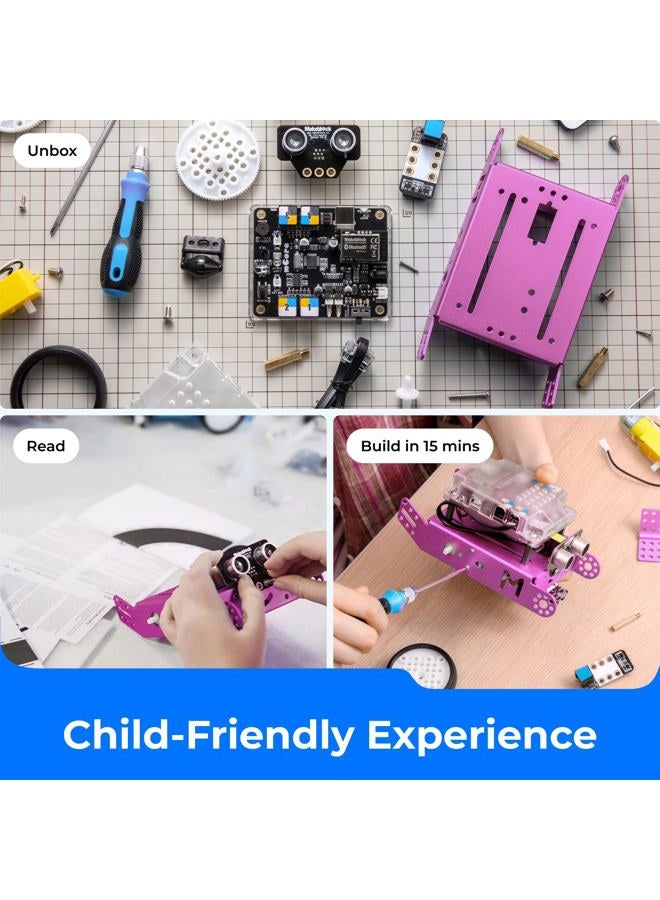 Makeblock mBot Robot Kit for Kids Ages 8+, DIY Mechanical Building Block, STEM Education, Entry-Level Programming Improves Kids' Logical Thinking and Creativity. (Pink, Bluetooth Version, Family) - Image 4