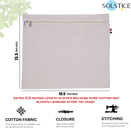 SOLSTICE cotton big saree covers/bags for storage single (18 x 15 Inches) for big silk sarees, lehengas, clothes with Zipper Closure (without Window - Pack of 10) - Image 2
