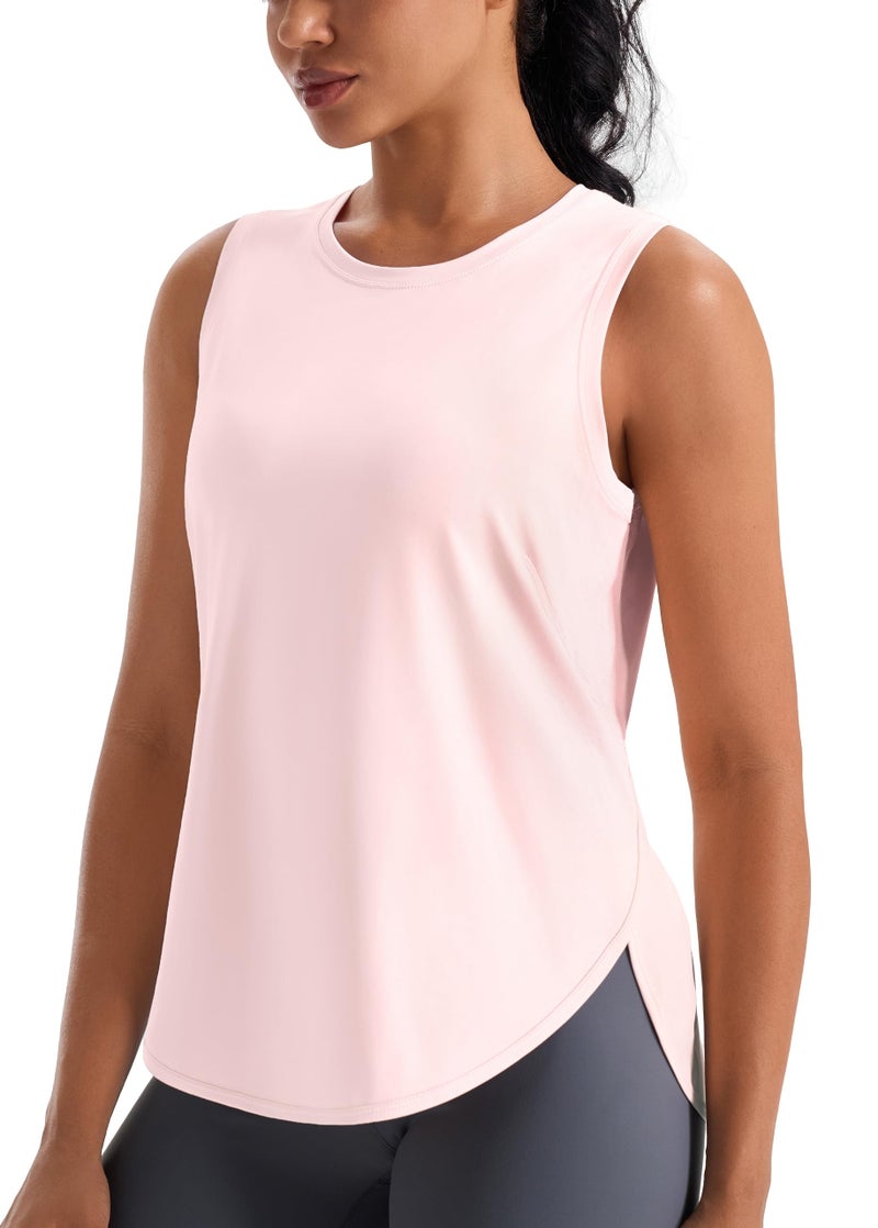 JOYSPELS Ice Silk Workout Tank Tops for Women Cool-Dry Sleeveless Loose Fit Yoga Shirts Athletic Pink - Image 1