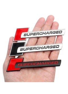 بيعتكلها 3D سيارة معدنية حرف الحاجز SUPERCHARGED شعار الجانب الخلفي الذيل الجذع الشارات شعار شارة شعار ملصق مائي التصميم اكسسوارات السيارات (الأحمر والأسود)  - Image 3