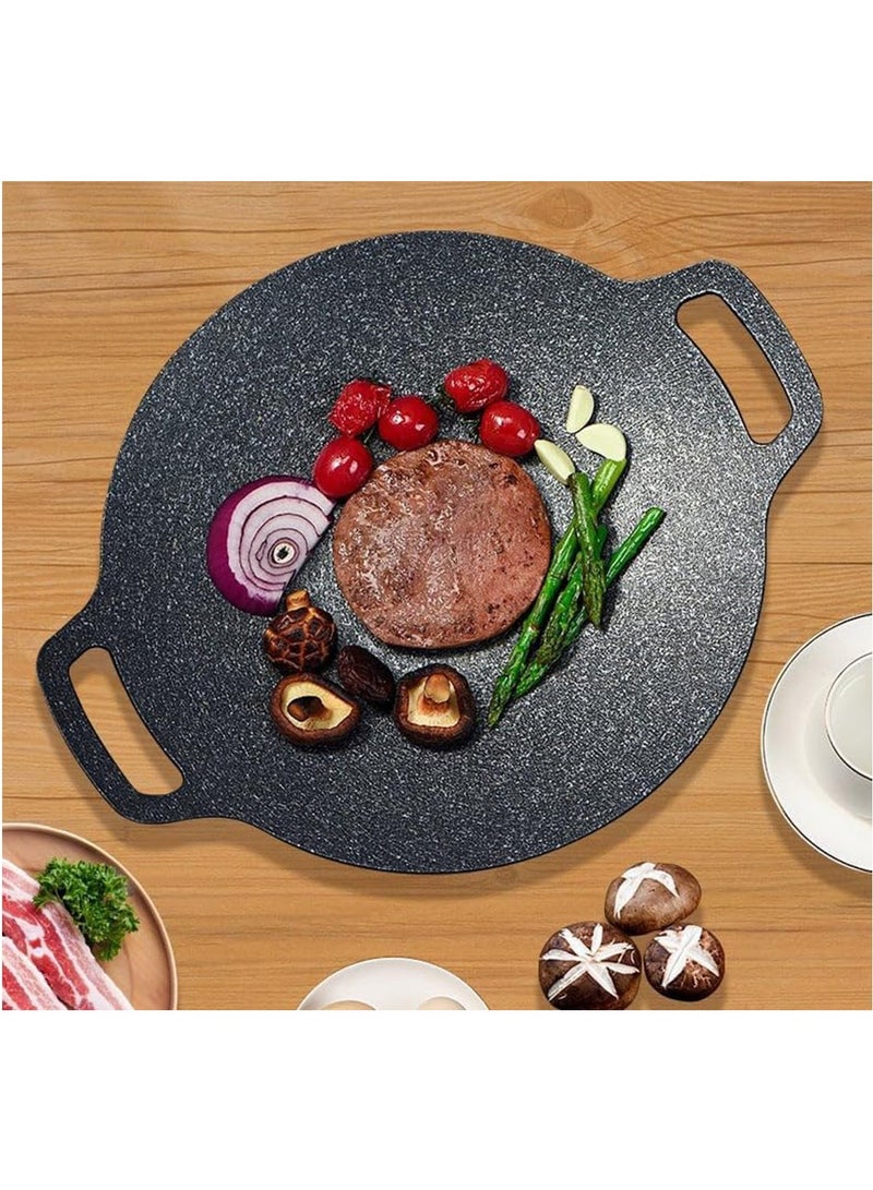 Arabest Multi-function Medical Sone Grill Pan Non-stick Pan, Baking Pan, Portable Household Baking Tray with Double Handle for Home Kitchen Camping Travel (11.8 in) - Image 1