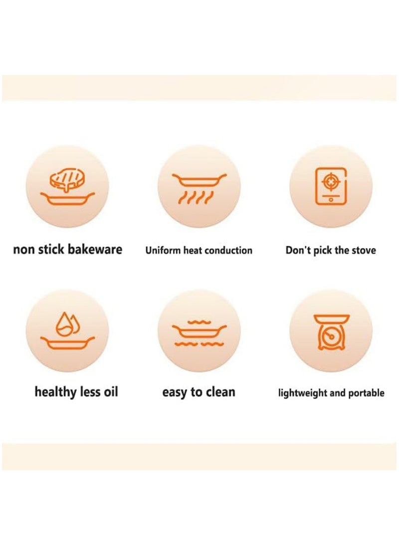 Arabest Multi-function Medical Sone Grill Pan Non-stick Pan, Baking Pan, Portable Household Baking Tray with Double Handle for Home Kitchen Camping Travel (11.8 in) - Image 5