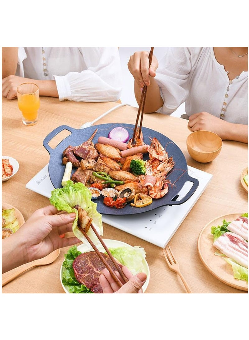 Arabest Multi-function Medical Sone Grill Pan Non-stick Pan, Baking Pan, Portable Household Baking Tray with Double Handle for Home Kitchen Camping Travel (11.8 in) - Image 2