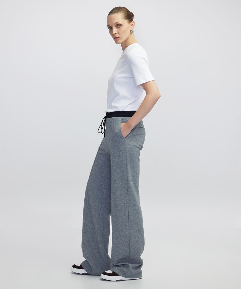 Ipekyol Wide Leg Mixed Media Color-Block Trousers - Image 3