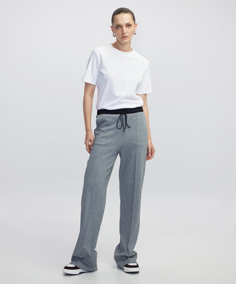 Ipekyol Wide Leg Mixed Media Color-Block Trousers - Image 2