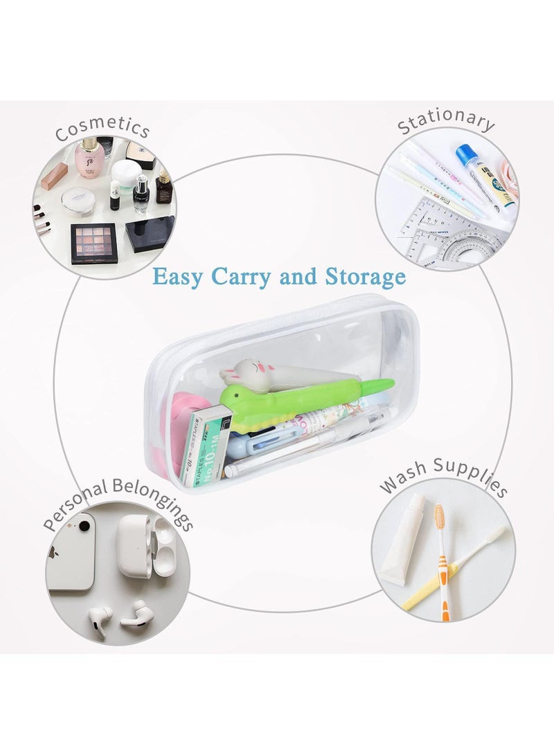 Sweet seven Set of 4 Clear PVC Pencil Bags with Zipper - Versatile Pen Pouches and Makeup Bags Suitable for children (White Pink Blue Black) - Image 4