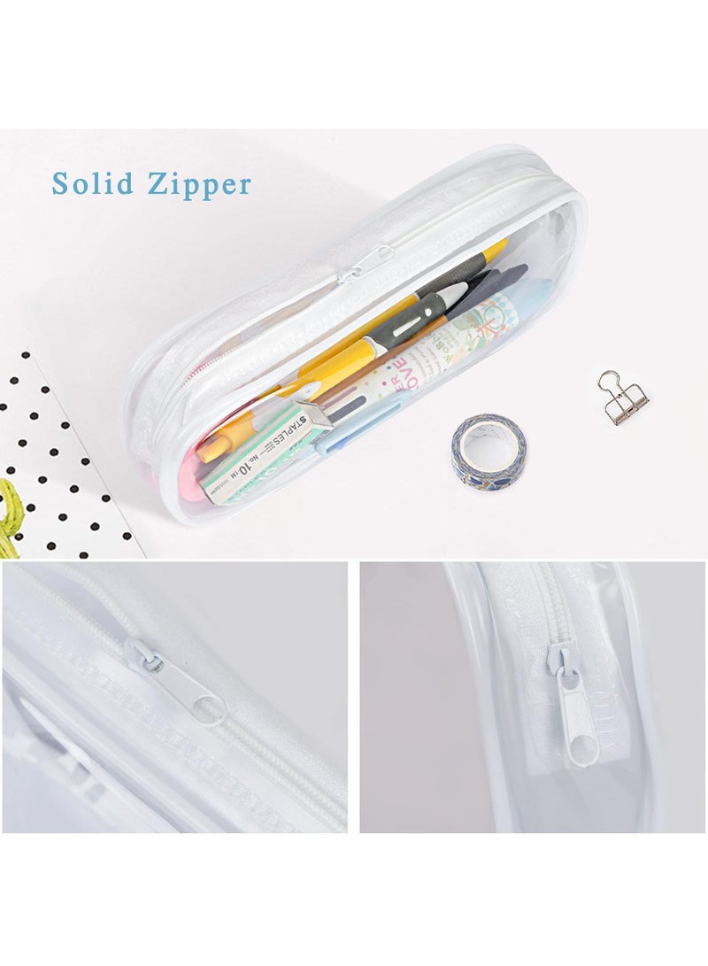 Sweet seven Set of 4 Clear PVC Pencil Bags with Zipper - Versatile Pen Pouches and Makeup Bags Suitable for children (White Pink Blue Black) - Image 5