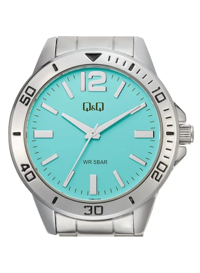 Q&Q Men's Analog Quartz Watch Q28B-010PY, Silver Case, Aqua Dial - Image 2