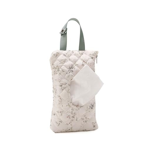 BBIQI Quilted Baby Wipe Holder Quilted Wipe Pouch Portable Hanging Floral Wet Wipes Bag for Car, Stroller - Image 4