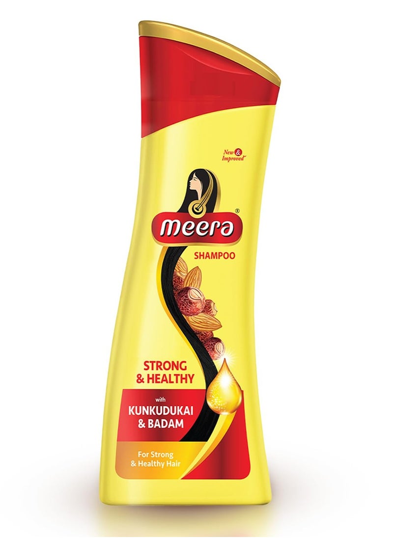 MEERA Meera Strong & Healthy Shampoo, 180ml | Strengthens Hair & Reduces Breakage | Enriched with Badam & Kunkudukai | Gentle Paraben-Free Care for Women & Men  - Image 1