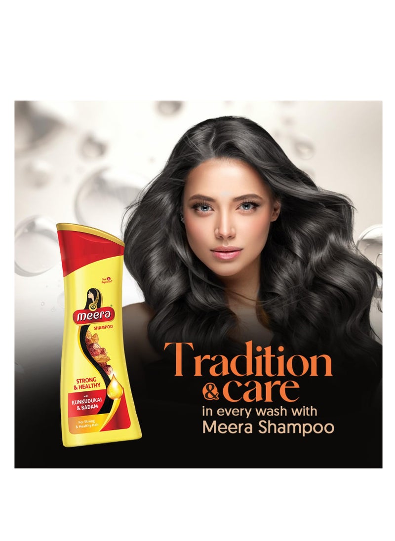 MEERA Meera Strong & Healthy Shampoo, 180ml | Strengthens Hair & Reduces Breakage | Enriched with Badam & Kunkudukai | Gentle Paraben-Free Care for Women & Men  - Image 3