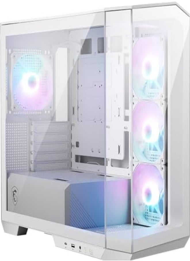 MSI MAG PANO M100R PZ White Micro ATX Gaming Case, Support Back-Connect Motherboard, 270-degree Panoramic Display, 4 aRGB Fans 