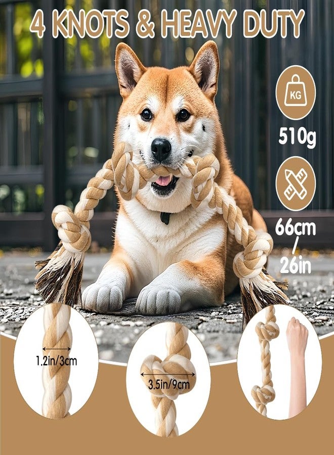 Ycozy 4-Knot Rope Toy for Medium/Small Dogs - 26in Aggressive Chewer Puppy Tug Toy, Almost Indestructible Teething Chew Toy - Image 3