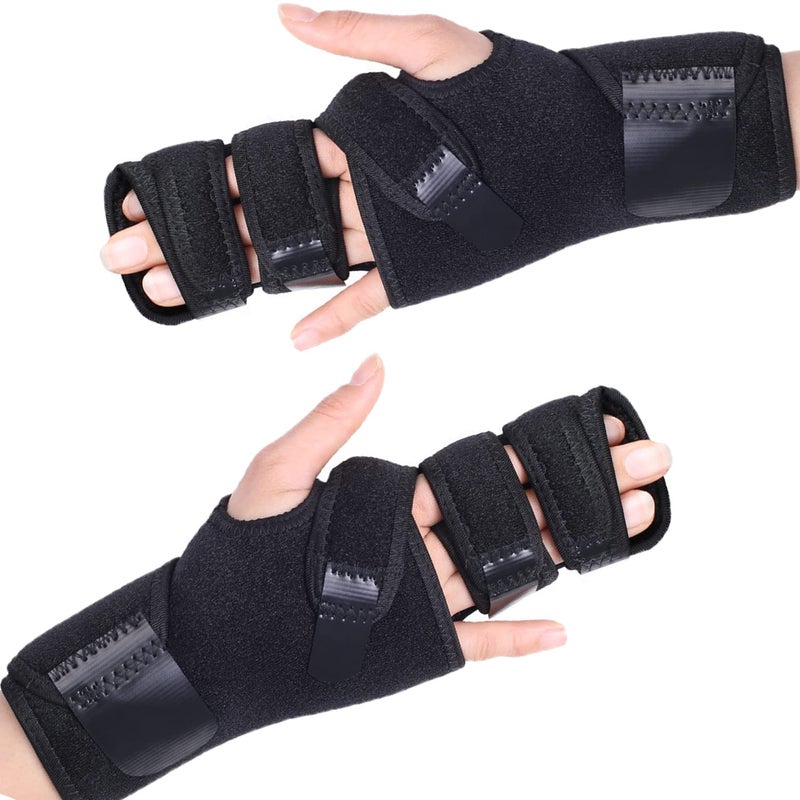 Reppkyh 2 Pieces Trigger Finger Splint Finger Brace(Left &Right Hand) Help Mallet Fingers or Hand Splint for Metacarpal Fractures Broken Fingers, Injuries, Arthritis, Tendonitis and Pain Relief - Image 1