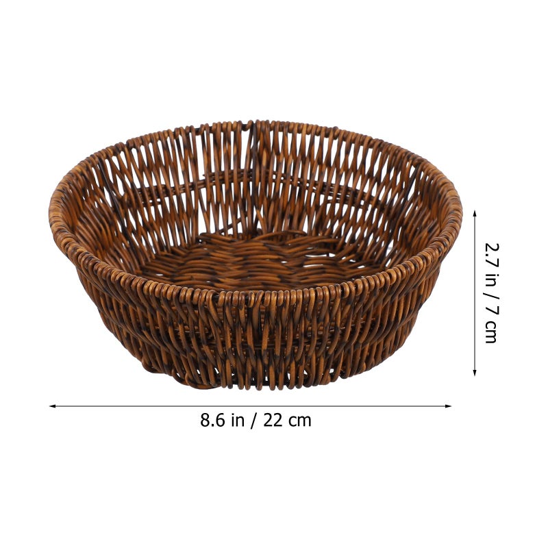 Natural Wicker Bread Basket Round High Profile Design For Kitchen Dining Market Display - Image 3