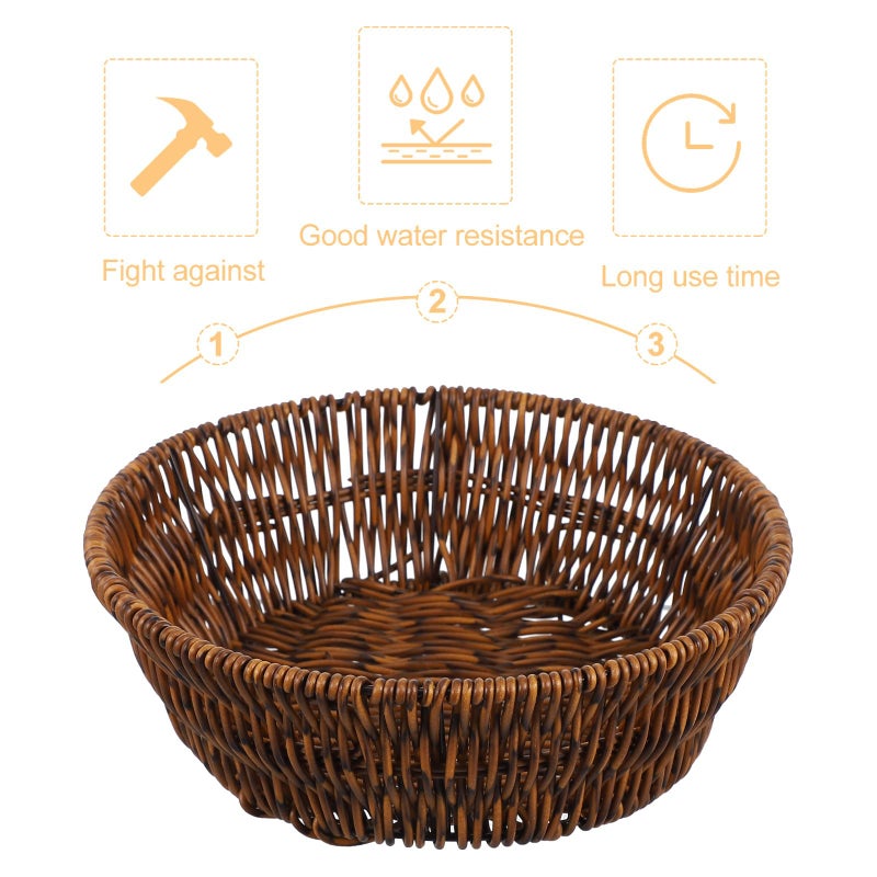 Natural Wicker Bread Basket Round High Profile Design For Kitchen Dining Market Display - Image 4