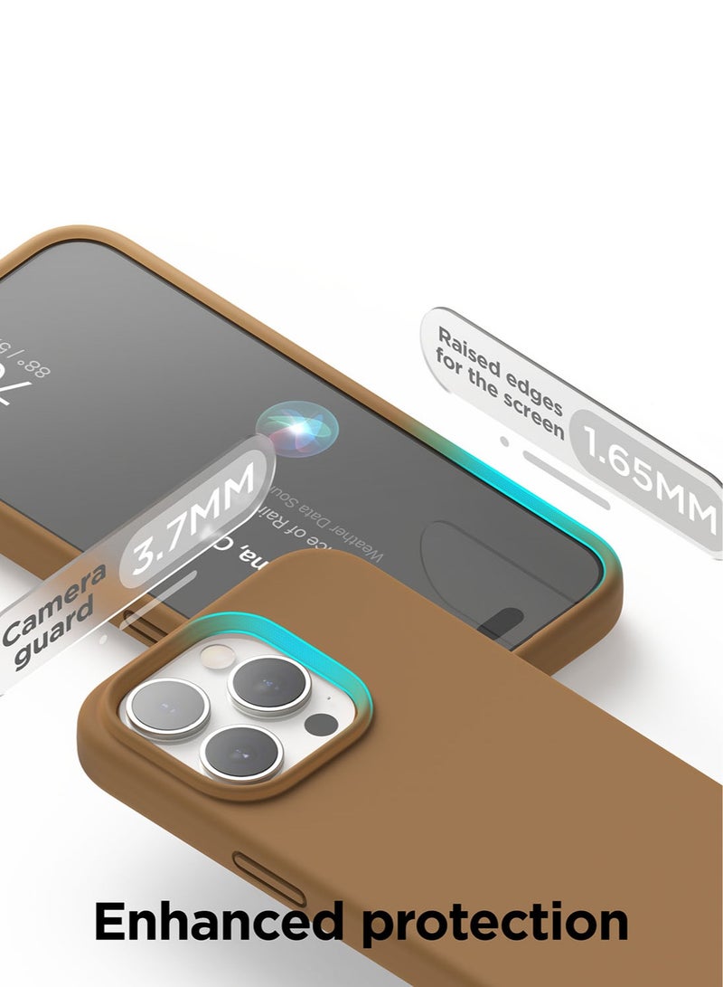 Elago Liquid Silicone for iPhone 15 PRO Case Cover with Full Body Protection, Shockproof, Slim, Anti-Scratch Soft Microfiber Lining - Brown - Image 4