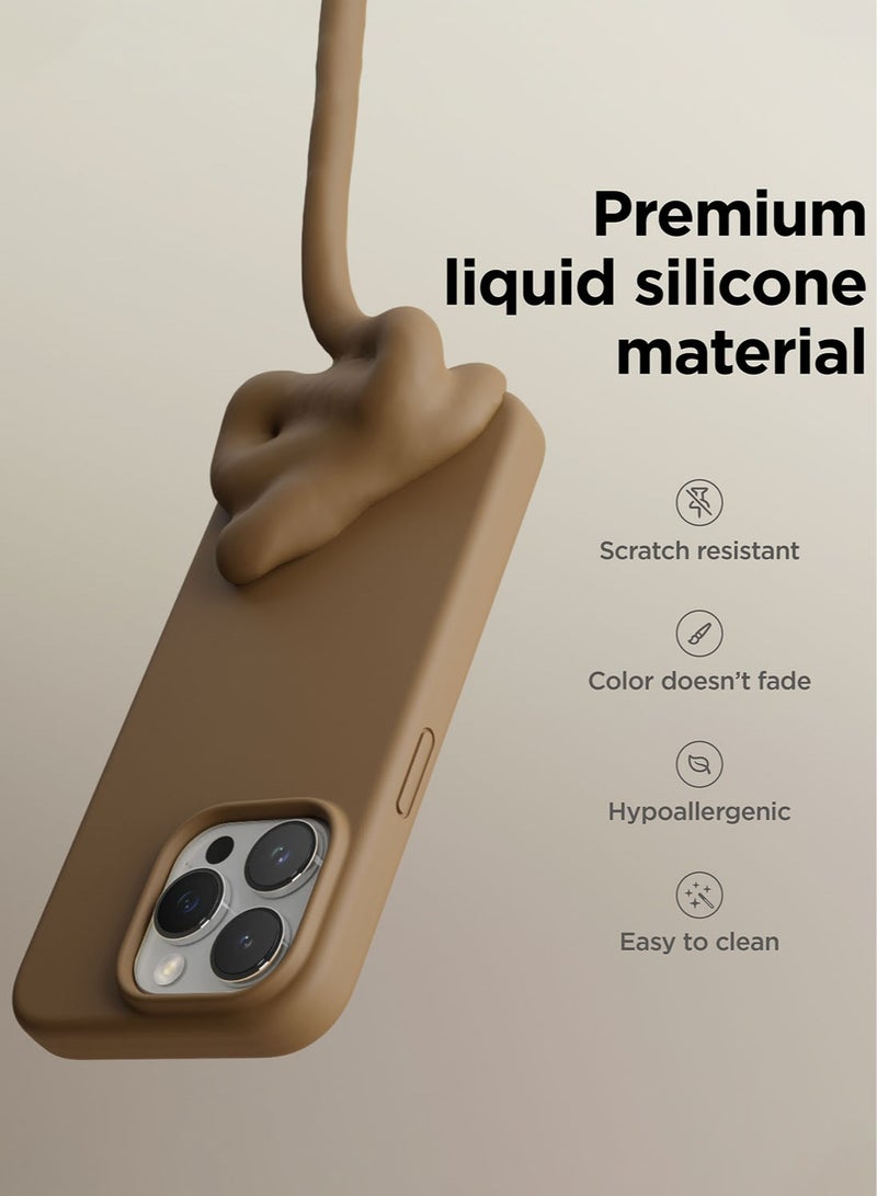 Elago Liquid Silicone for iPhone 15 PRO Case Cover with Full Body Protection, Shockproof, Slim, Anti-Scratch Soft Microfiber Lining - Brown - Image 3