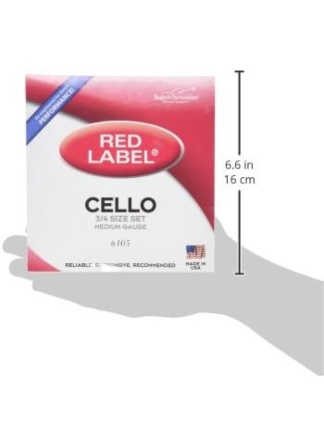Super Sensitive Red Label 6105 Cello String Set, 3/4, Full Set  - Image 3