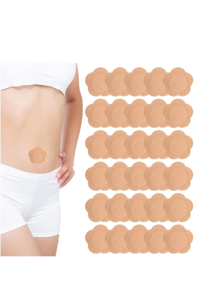 Generic 30pcs Castor Oil Pack Wrap for Belly Button, Self-Adhesive Castor Oil Patches Cover Patch Organic Disposable Spunlace Cloth Highly Absorbent Pad with Cotton, Oil Not Included (Skin Color)  - Image 1