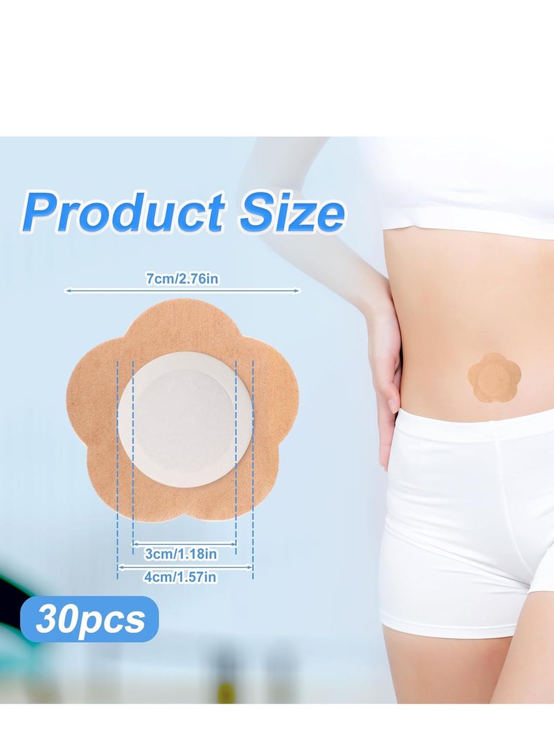 Generic 30pcs Castor Oil Pack Wrap for Belly Button, Self-Adhesive Castor Oil Patches Cover Patch Organic Disposable Spunlace Cloth Highly Absorbent Pad with Cotton, Oil Not Included (Skin Color)  - Image 2