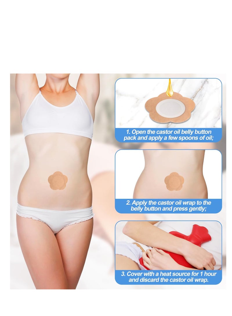 Generic 30pcs Castor Oil Pack Wrap for Belly Button, Self-Adhesive Castor Oil Patches Cover Patch Organic Disposable Spunlace Cloth Highly Absorbent Pad with Cotton, Oil Not Included (Skin Color)  - Image 5