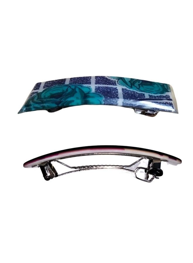 Nat Hair Backclips/Backpin For Women & Girls (4 Pcs Printed Combo Of Matte & Glossy Finish) - Image 4