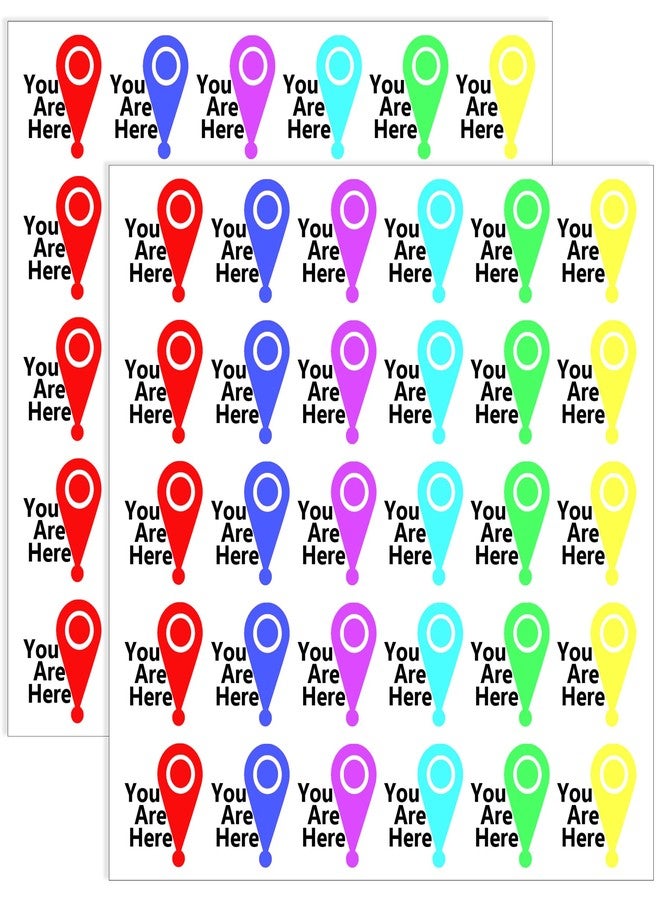 Well Tile You are Here Map Pointer Stickers 60 Pcs - Travel Location Marker Vinyl Decals Geography Teaching Aids Waterproof Adventure Map Markers Office Presentation Markers Classroom Geography Supplies - Image 1